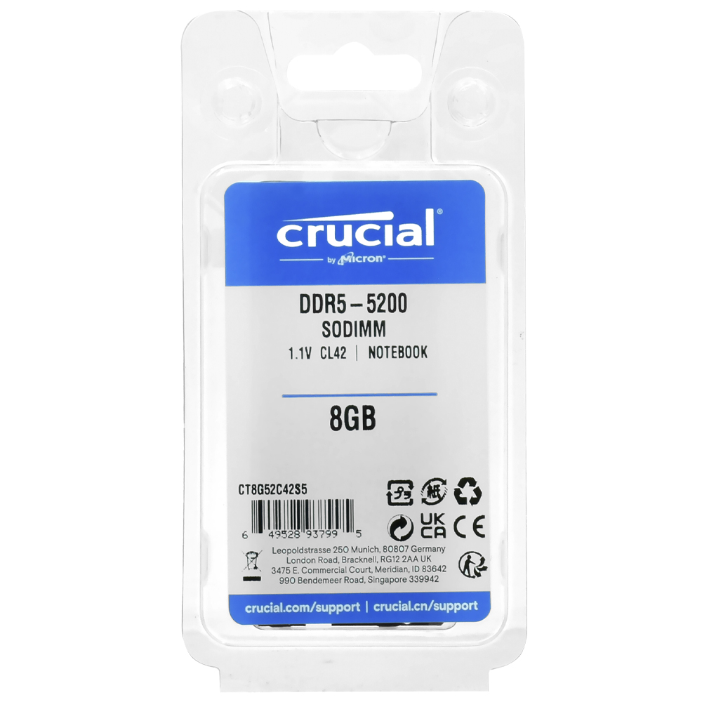 Memória RAM para Notebook Crucial DDR5 8GB 5200MHz - CT8G52C42S5