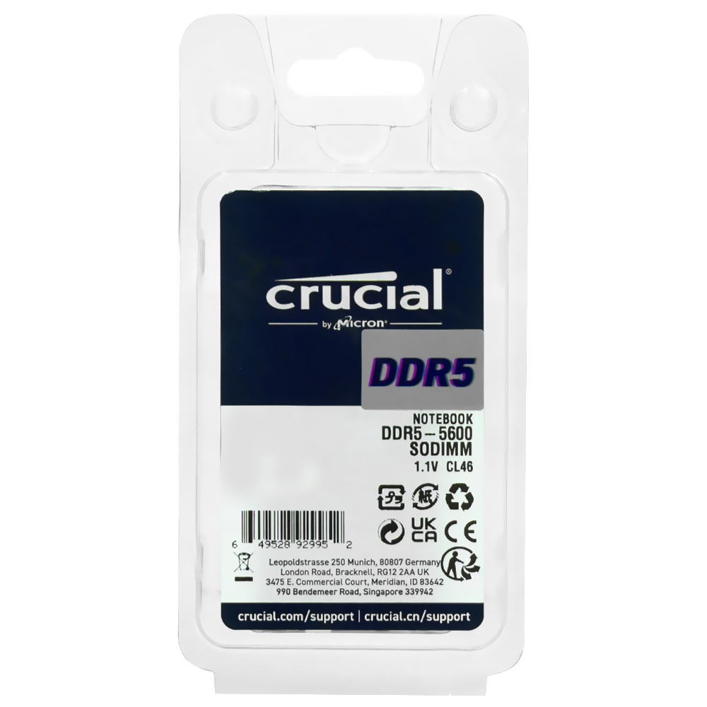 Memória RAM para Notebook Crucial DDR5 8GB 5600MHz - CT8G56C46S5