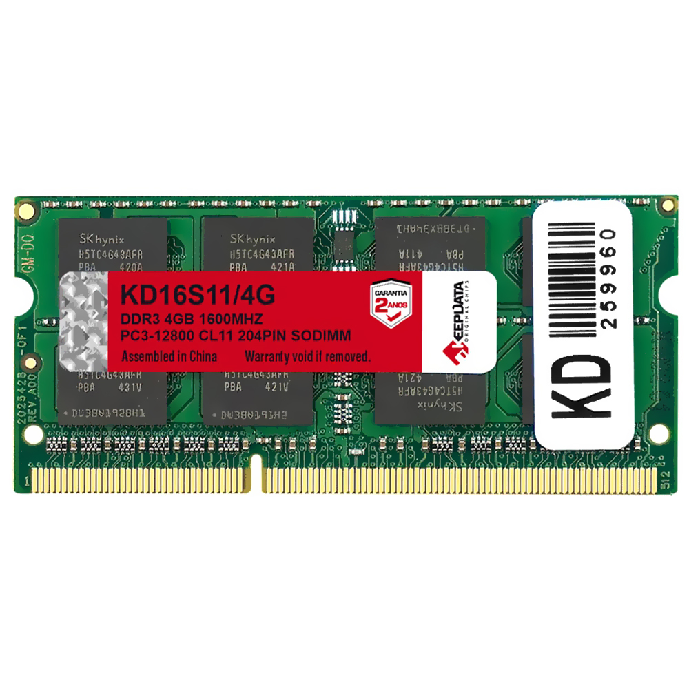 Memória RAM para Notebook Keepdata DDR3 4GB 1600MHz - KD16S11/4G