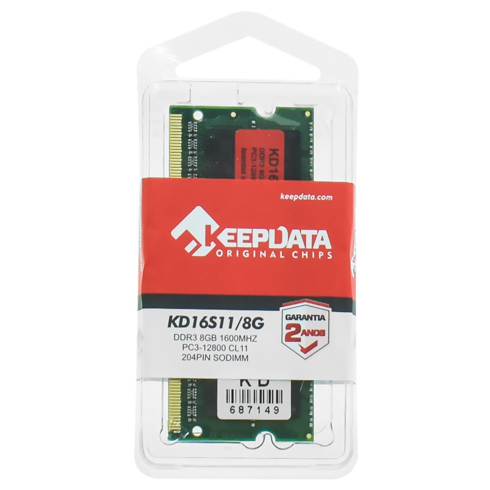 Memória RAM para Notebook Keepdata DDR3 8GB 1600MHz - KD16S11/8G