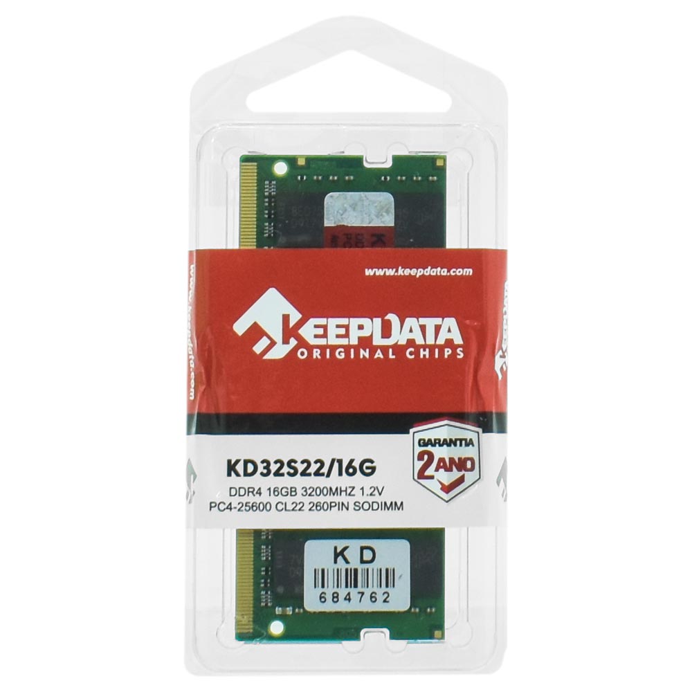 Memória RAM para Notebook Keepdata DDR4 16GB 3200MHz - KD32S22/16G