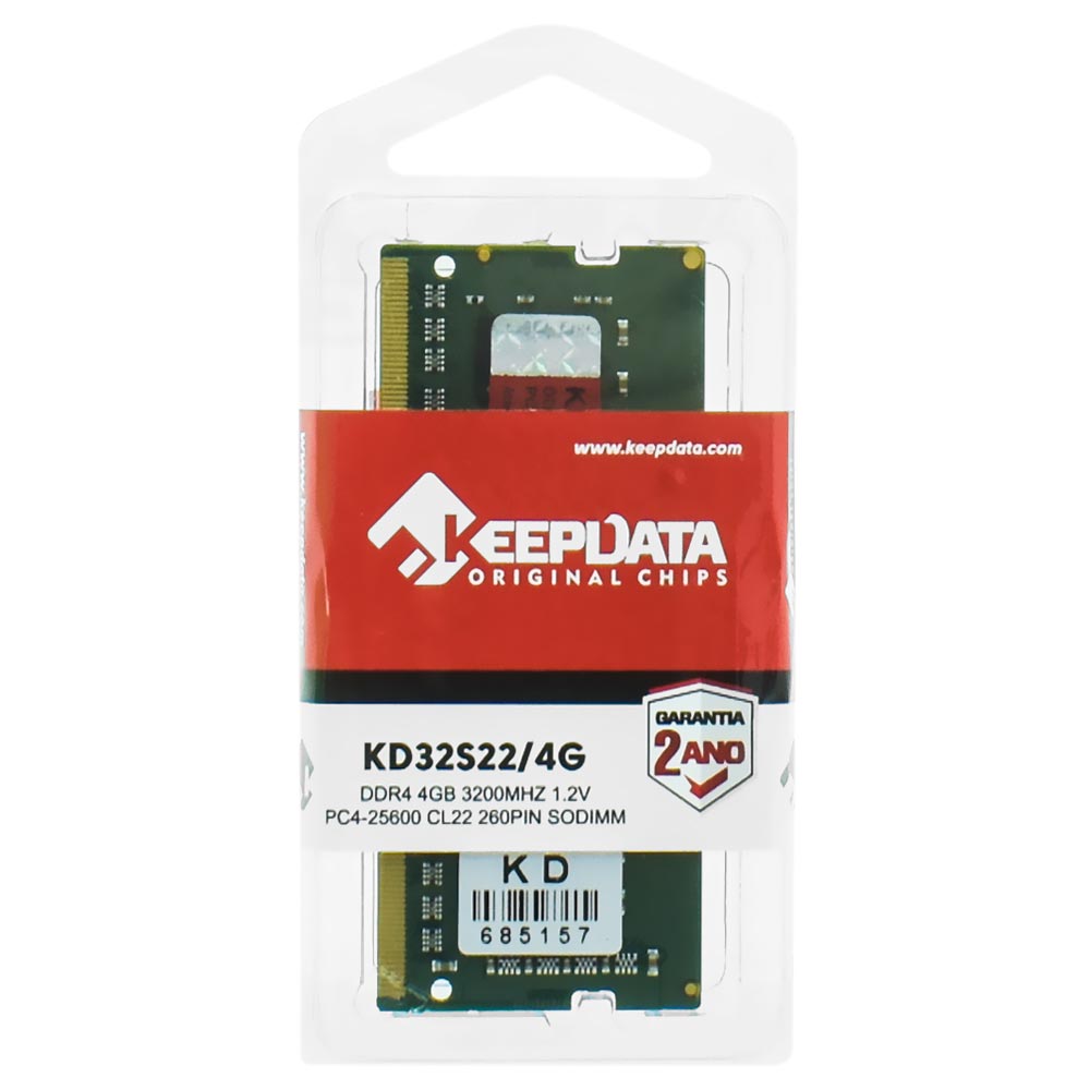 Memória RAM para Notebook Keepdata DDR4 4GB 3200MHz - KD32S22/4G