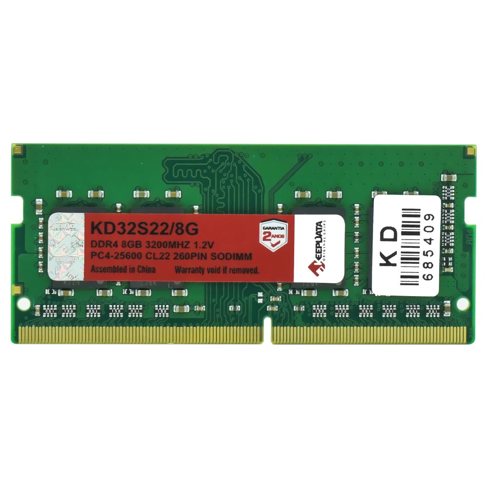 Memória RAM para Notebook Keepdata DDR4 8GB 3200MHz - KD32S22/8G