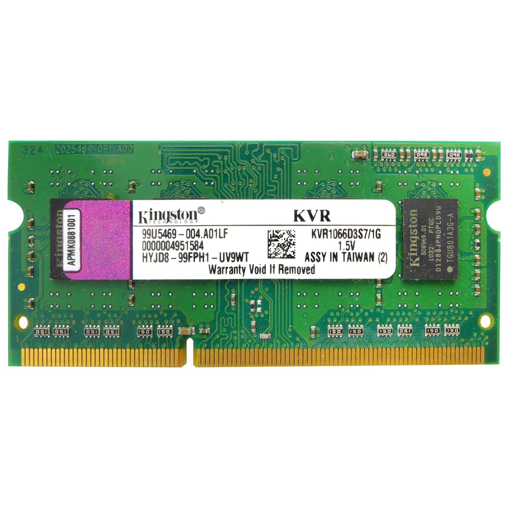 Memória RAM para Notebook Kingston DDR3 1GB 1600MHz - KVR1066D3S7/1G