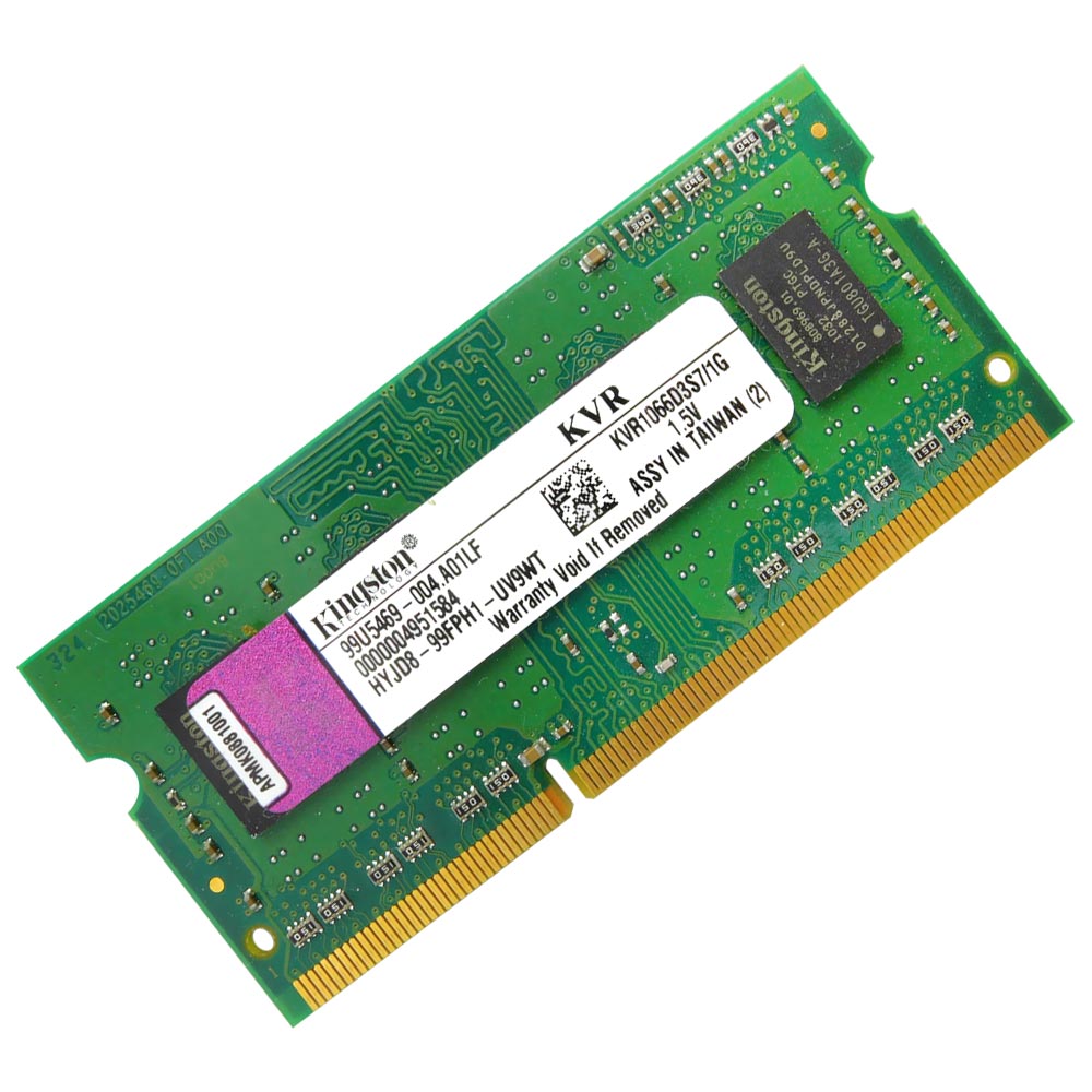 Memória RAM para Notebook Kingston DDR3 1GB 1600MHz - KVR1066D3S7/1G