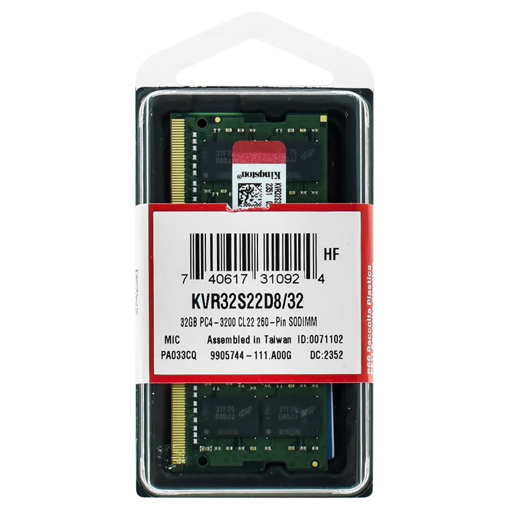 Memória RAM para Notebook Kingston DDR4 32GB 3200MHz - KVR32S22D8/32