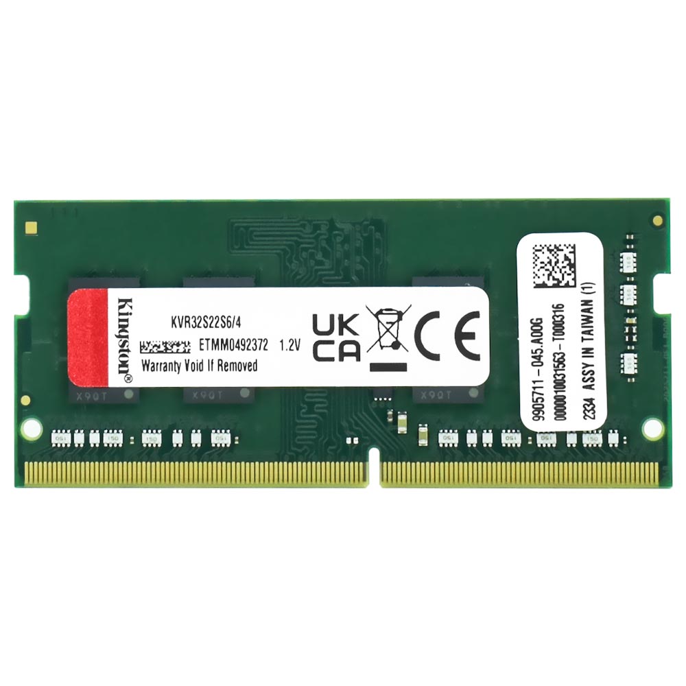 Memória RAM para Notebook Kingston DDR4 4GB 3200MHz - KVR32S22S6/4 