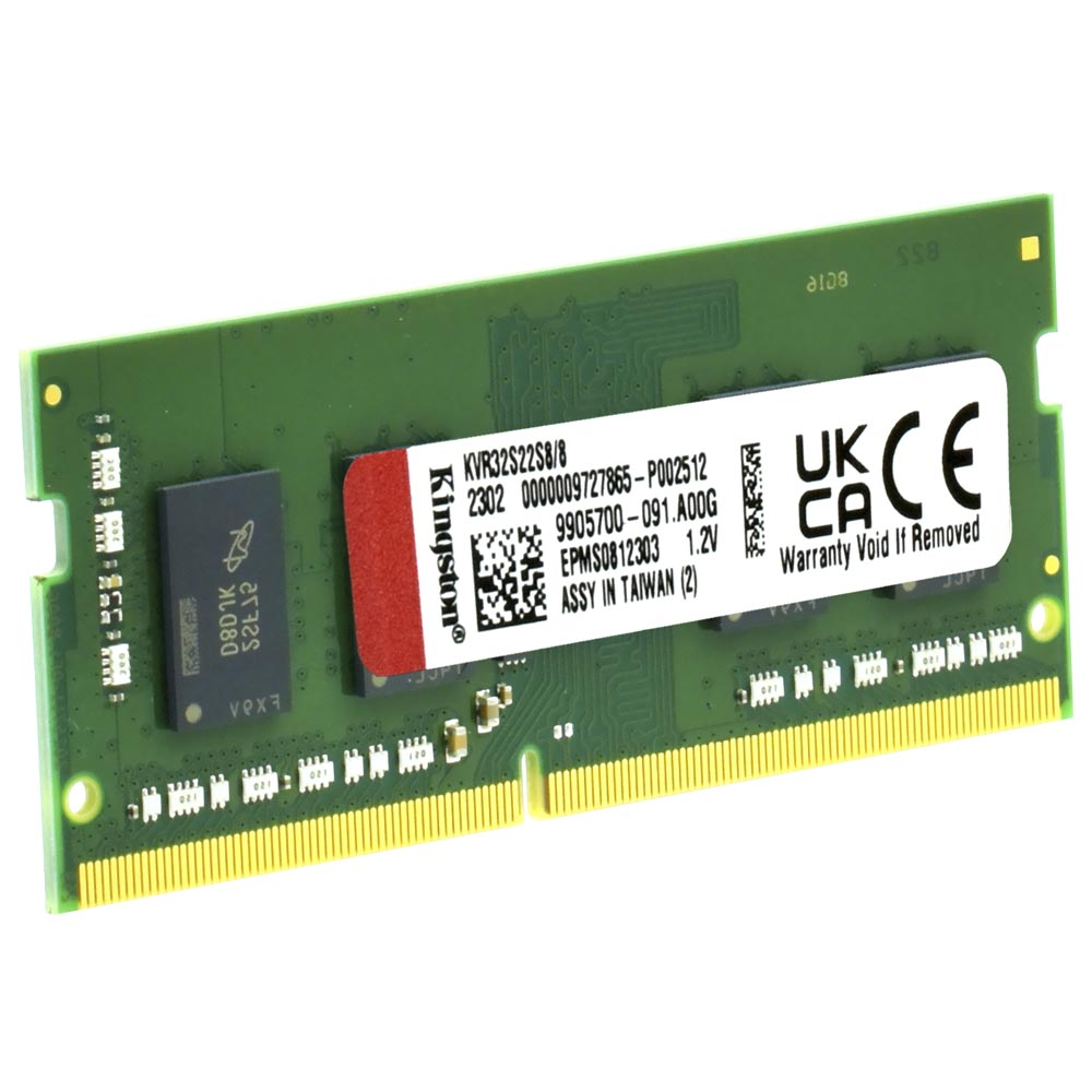 Memória RAM para Notebook Kingston DDR4 8GB 3200MHz - KVR32S22S8/8