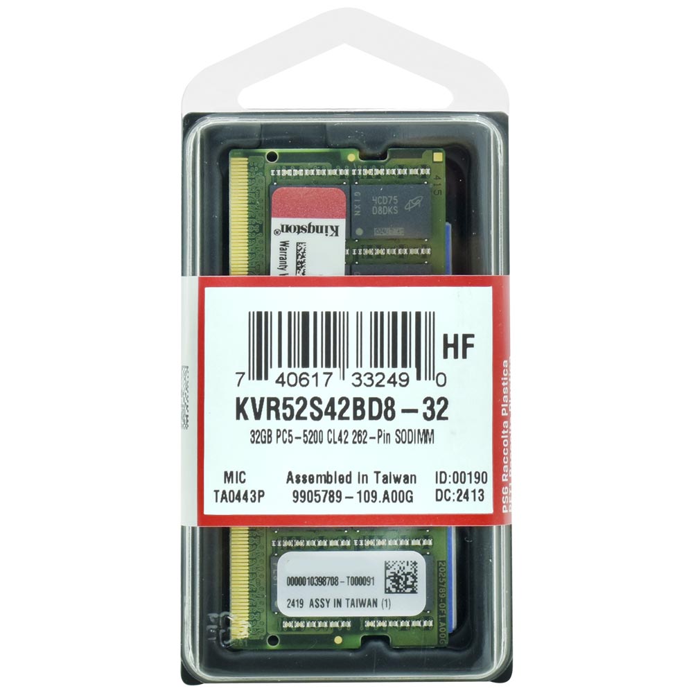 Memória RAM para Notebook Kingston DDR5 32GB 5200MHz - KVR52S42BD8-32