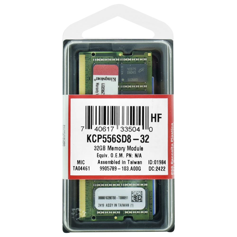 Memória RAM para Notebook Kingston DDR5 32GB 5600MHz - KCP556SD8-32