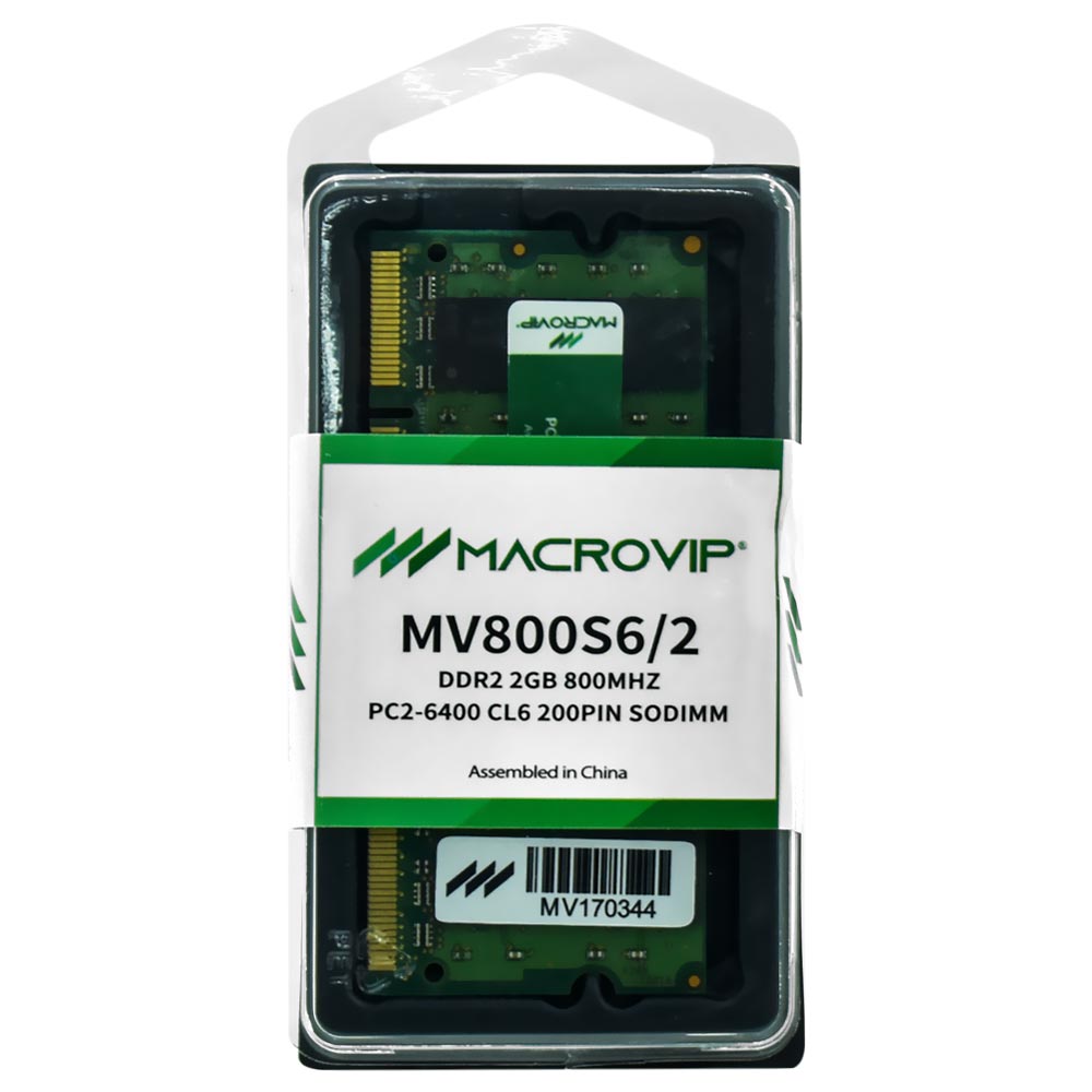 Memória RAM para Notebook Macrovip DDR2 2GB 800MHz - MV800S6/2