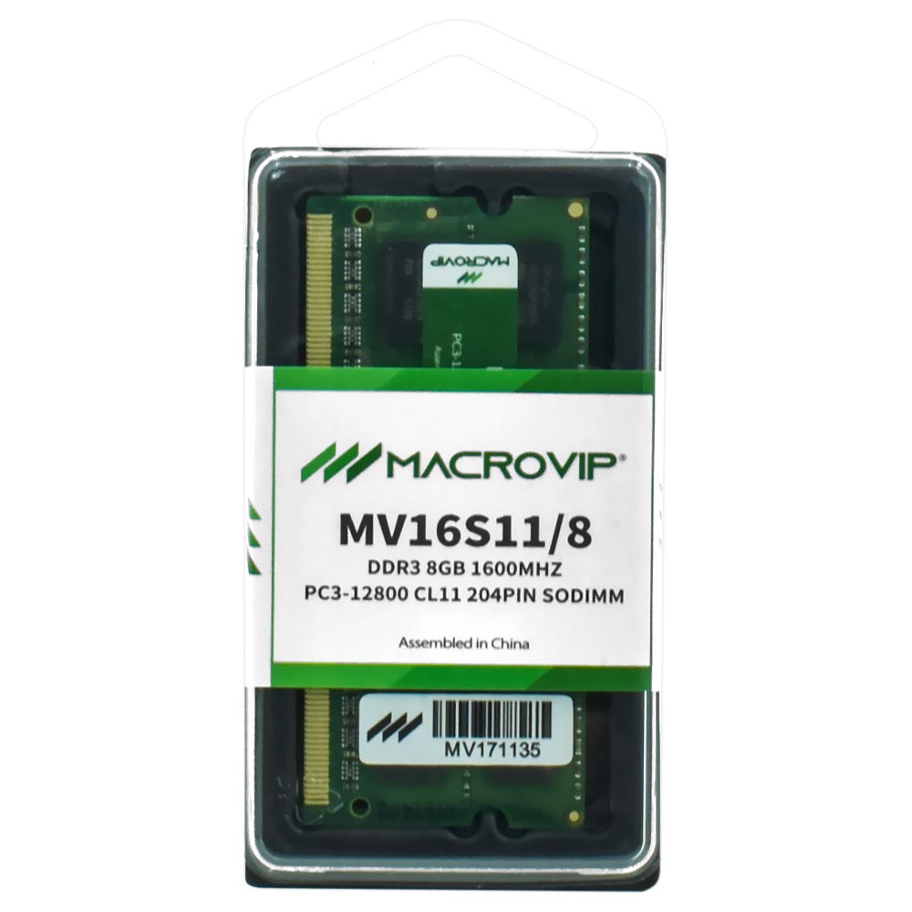 Memória RAM para Notebook Macrovip DDR3 8GB 1600MHz - MV16S11/8