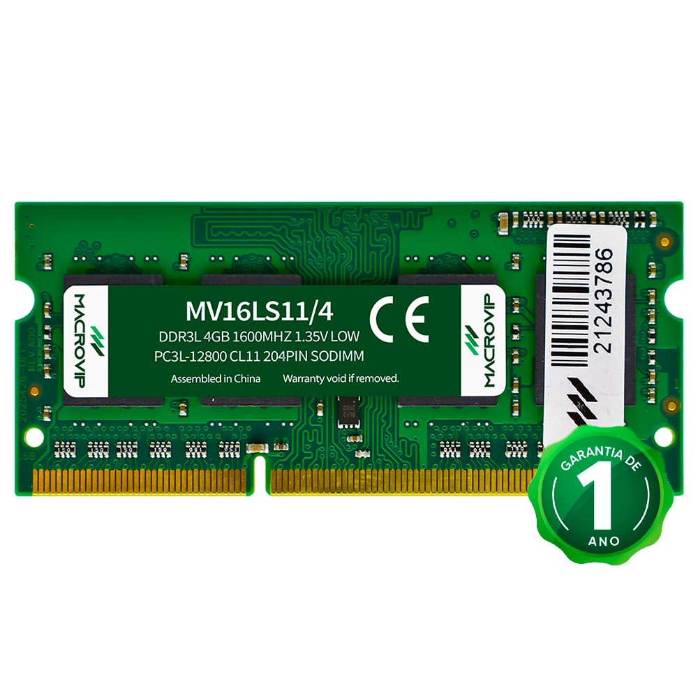 Memoria RAM para Notebook Macrovip DDR3L 4GB 1600MHz - MV16LS11/4