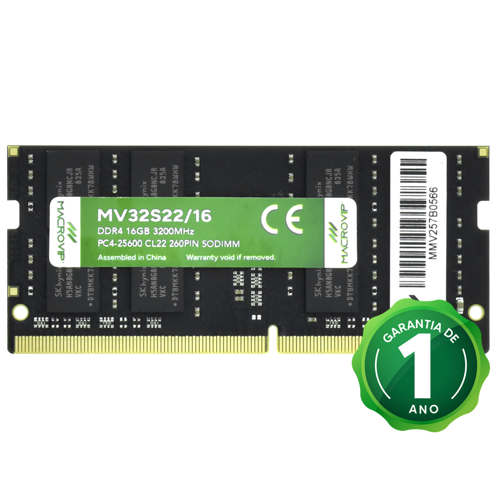 Memória RAM para Notebook Macrovip DDR4 16GB 3200MHz - MV32S22/16 