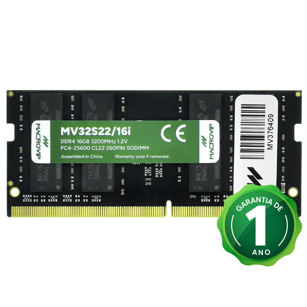 Memória RAM para Notebook Macrovip DDR4 16GB 3200MHz - MV32S22/16I
