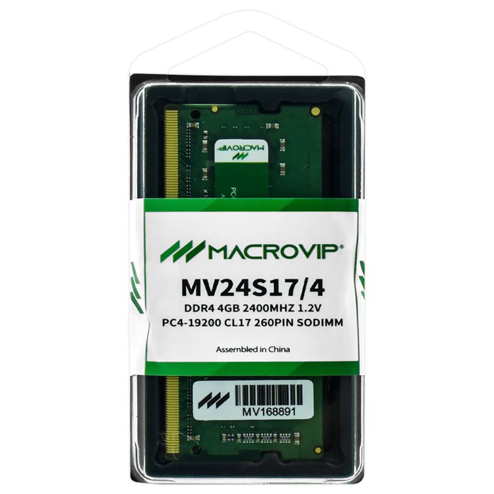 Memória RAM para Notebook Macrovip DDR4 4GB 2400MHz - MV24S17/4