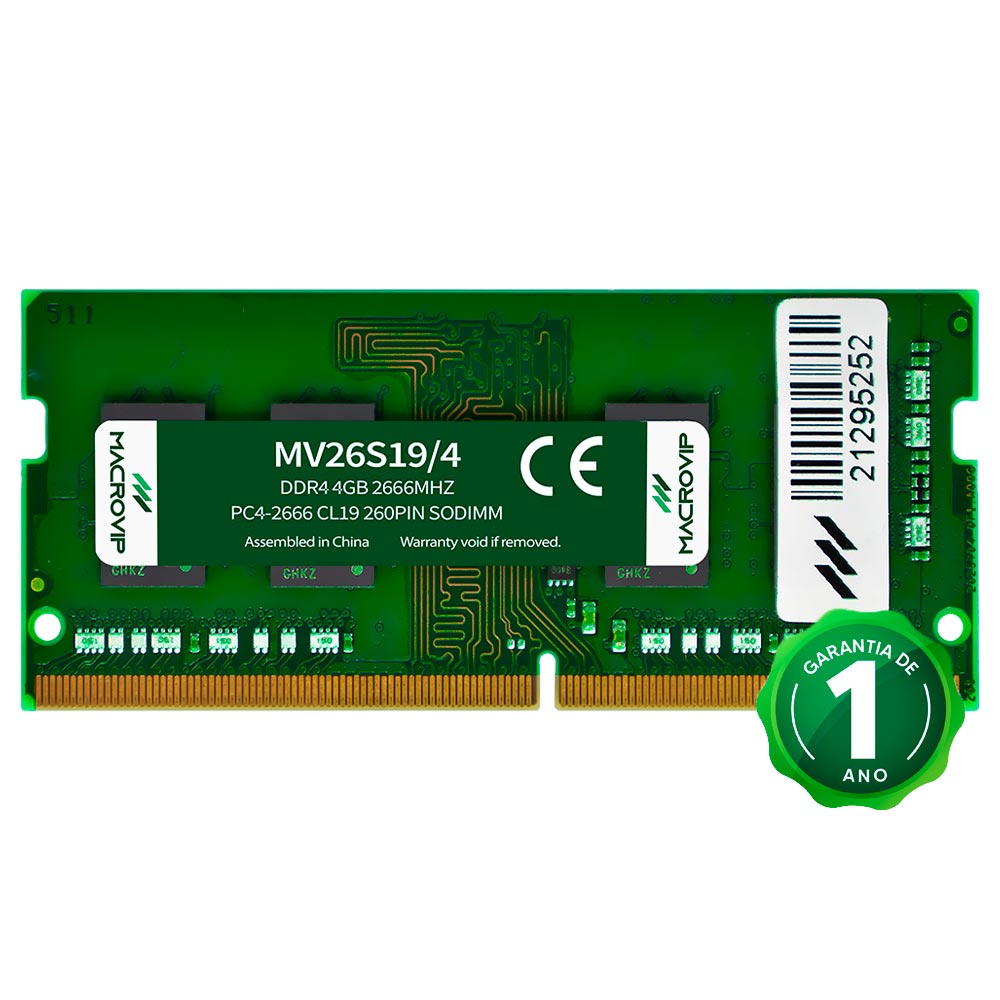 Memoria RAM para Notebook Macrovip DDR4 4GB 2666MHz - MV26S19/4