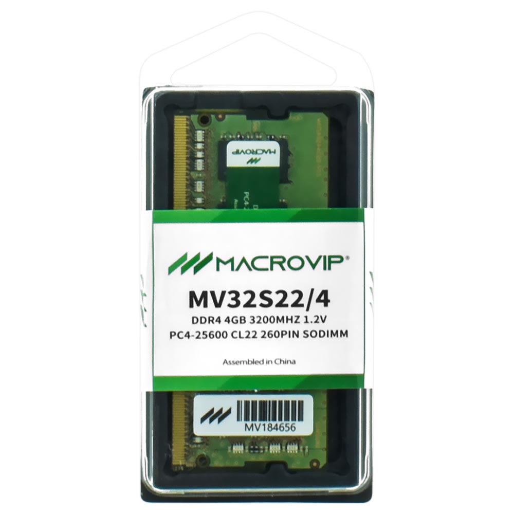 Memória RAM para Notebook Macrovip DDR4 4GB 3200MHz - MV32S22/4