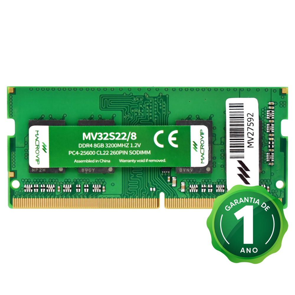 Memória RAM para Notebook Macrovip DDR4 8GB 3200MHz - MV32S22/8