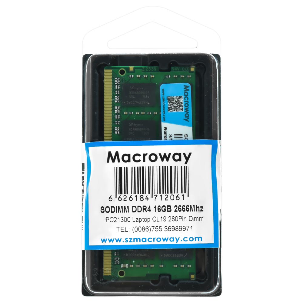 Memória RAM para Notebook Macroway DDR4 16GB 2666MHz