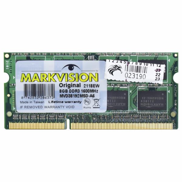 Memória RAM para Notebook Markvision DDR3 8GB 1600MHz - MVD38192MSD-A6