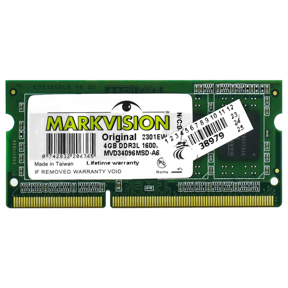 Memória RAM para Notebook Markvision DDR3L 4GB 1600MHz - MVD34096MSD-A6
