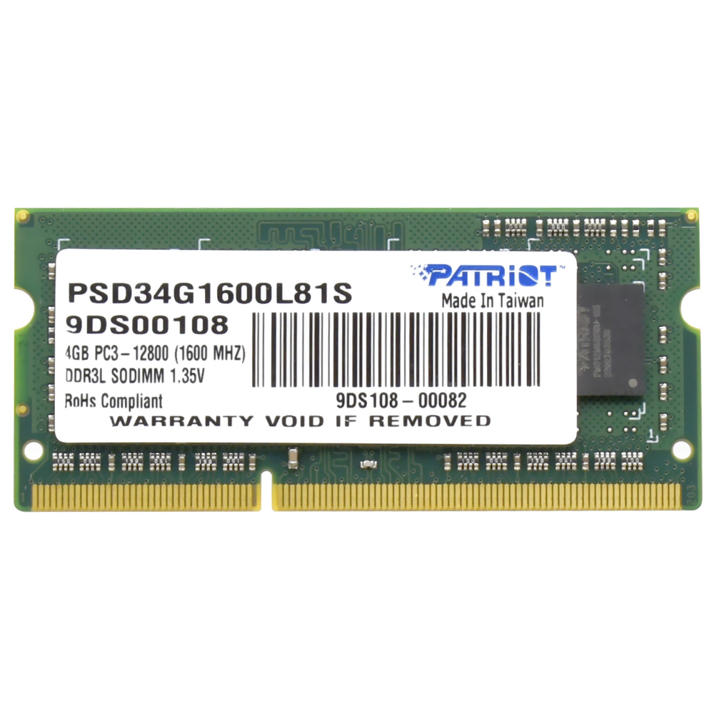 Memória RAM para Notebook Patriot Signature DDR3L 4GB 1600MHz - PSD34G1600L81S