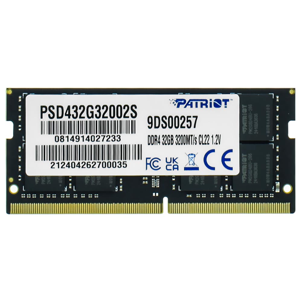 Memória RAM para Notebook Patriot Signature DDR4 32GB 3200MHz - Preto (PSD432G32002S)