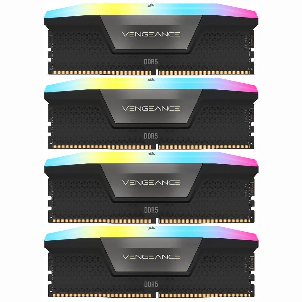 MEM DDR5 96GB 6000MHZ CORSAIR (4X24GB) VENGEANCE RGB PRETO CMH96GX5M4B6000C30