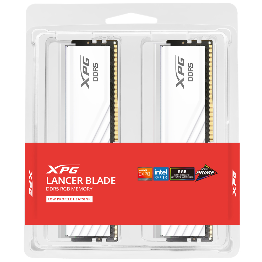 Memória RAM ADATA XPG Lancer Blade DDR5 32GB (2x16GB) 6000MHz RGB - Branco (AX5U6000C4816G-DTLABRWH)