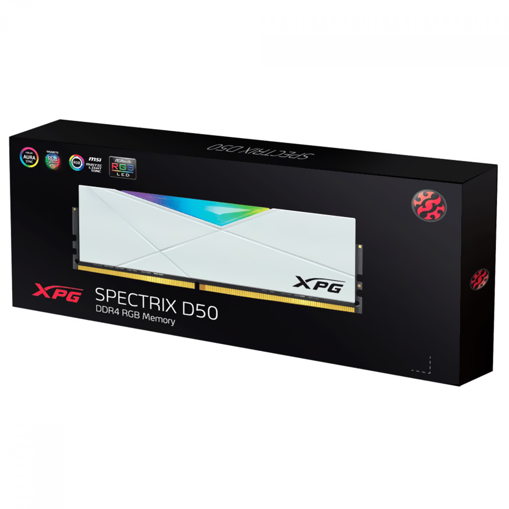 Memória RAM ADATA XPG Spectrix D50 DDR4 16GB 3600MHz RGB - Branco (AX4U360016G18I-SW50)