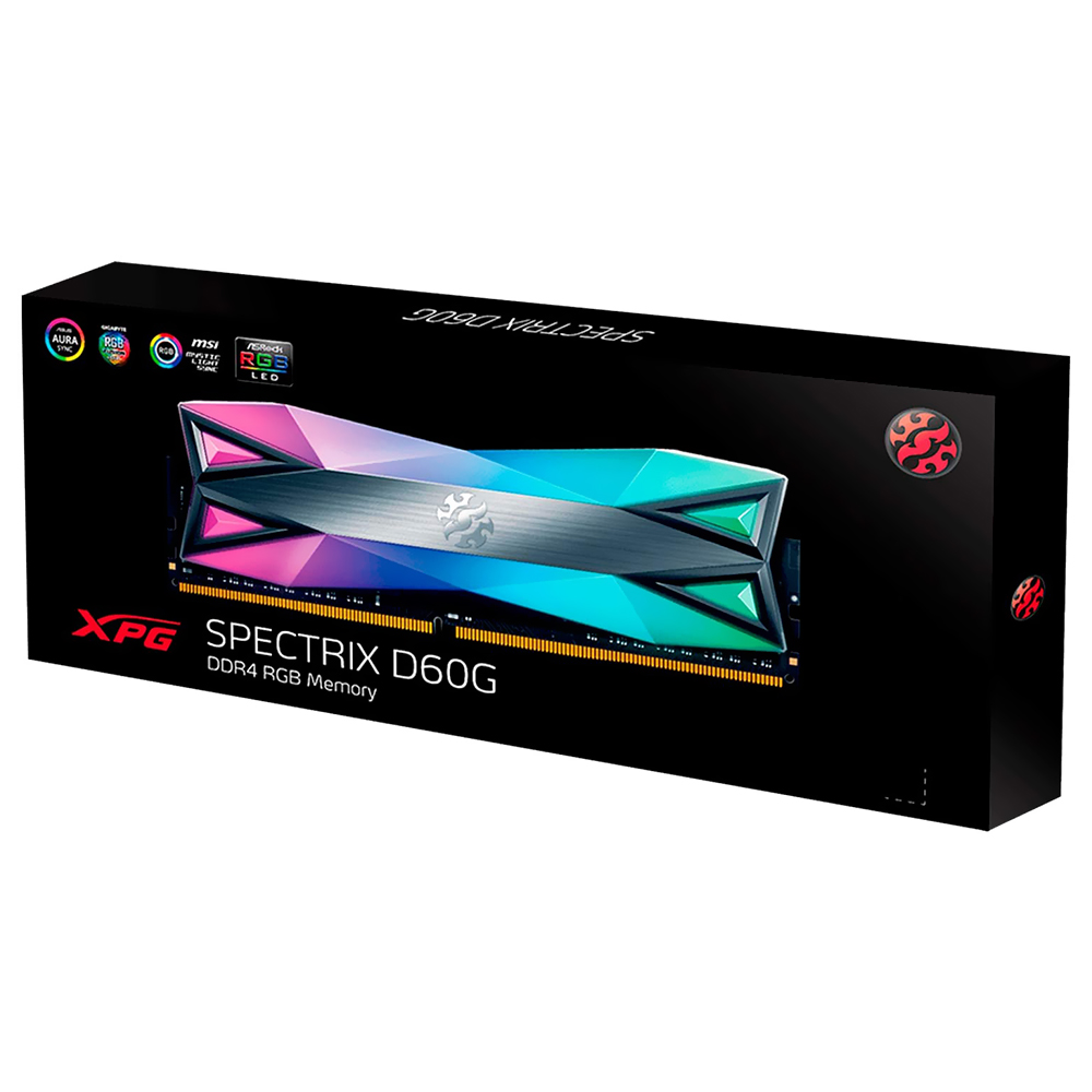 Memória RAM ADATA XPG Spectrix D60G DDR4 8GB 3200MHz RGB - Cinza (AX4U32008G16A-ST60)
