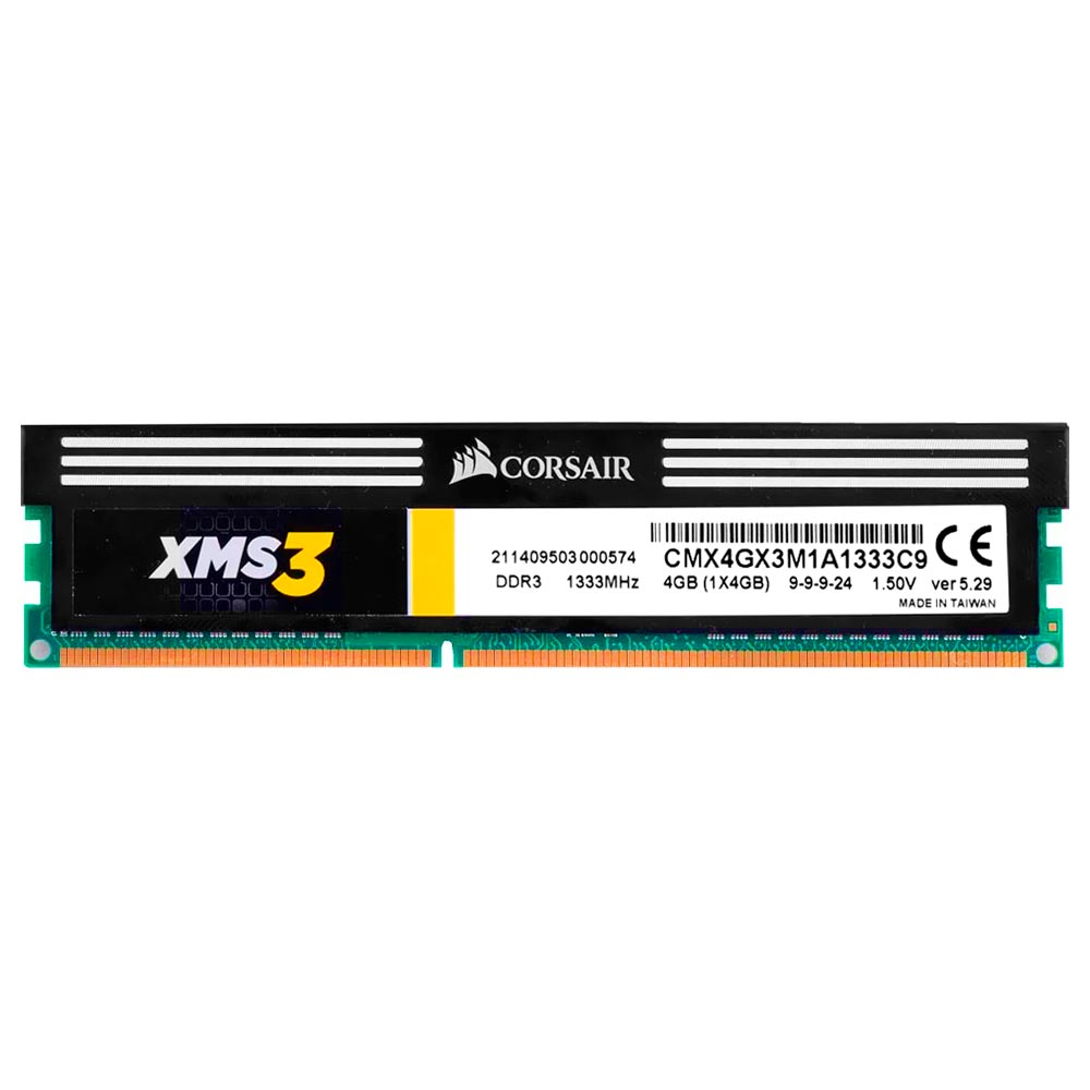 Memória RAM Corsair XMS3 DDR3 4GB 1333MHz - CMX4GX3M1A1333C9