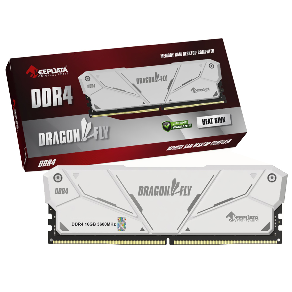 Memória RAM Keepdata Dragonfly DDR4 16GB 3600MHz - Branco (KDH36C18W/16G)