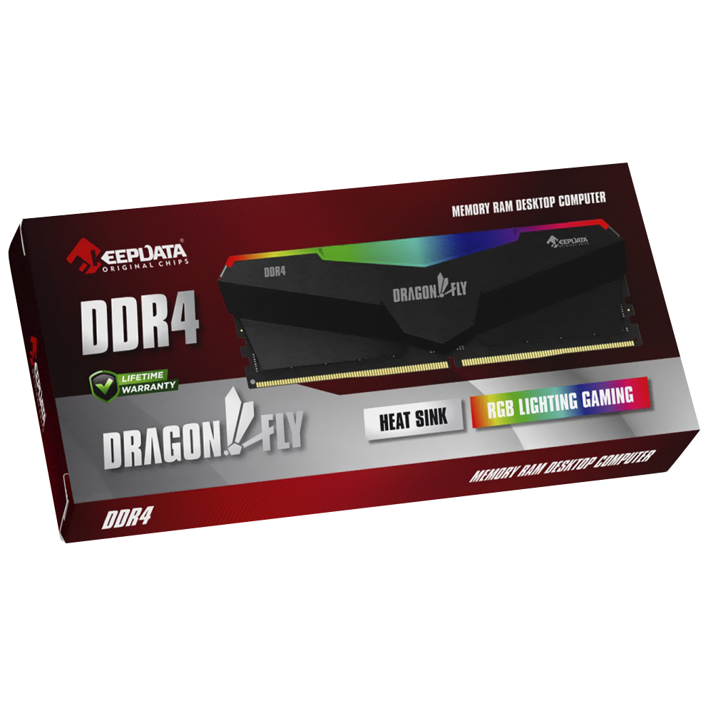 Memória RAM Keepdata Dragonfly DDR4 16GB 3600MHz RGB - Preto (KDHRGB36C18B/16G)