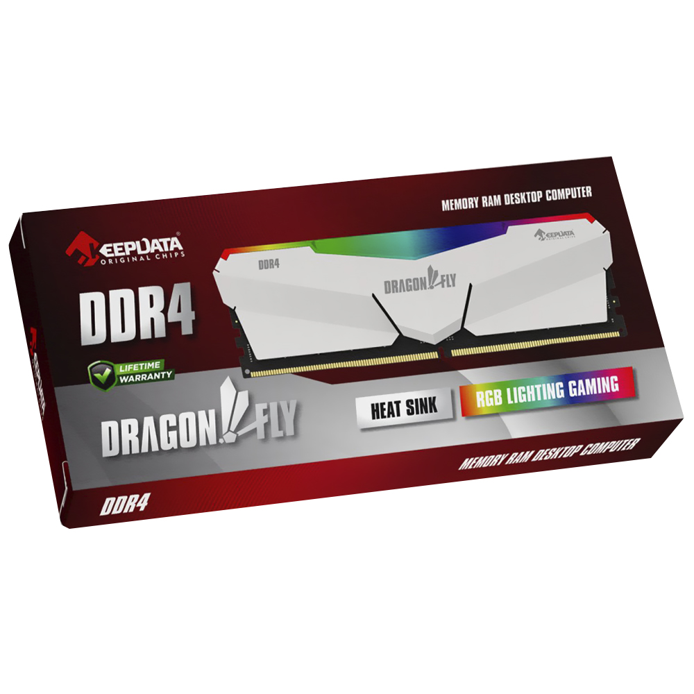 Memória RAM Keepdata Dragonfly DDR4 8GB 3600MHz - Branco (KDHRGB36C18W/8G)