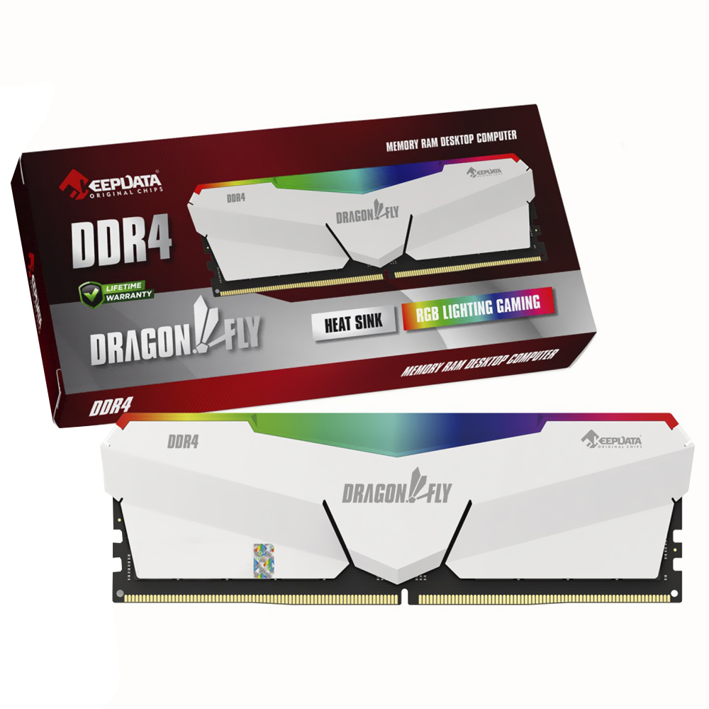 Memória RAM Keepdata Dragonfly DDR4 8GB 3600MHz - Branco (KDHRGB36C18W/8G)