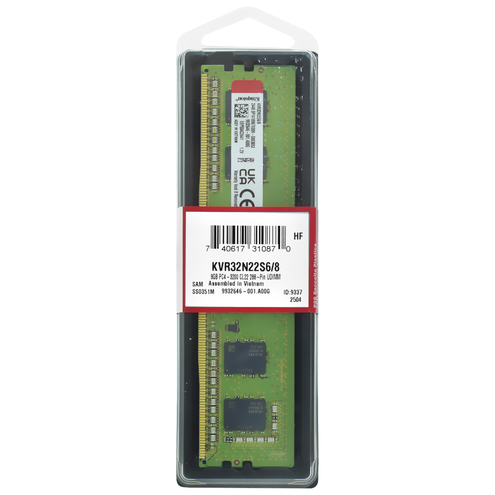 Memória RAM Kingston DDR4 8GB 3200MHz - KVR32N22S6/8