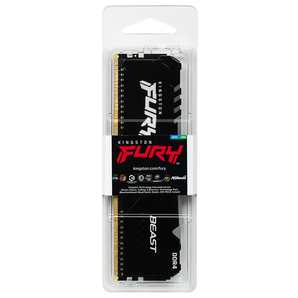 Memória RAM Kingston Fury Beast DDR4 16GB 2666MHz RGB - Preto (KF426C16BB1A/16)   