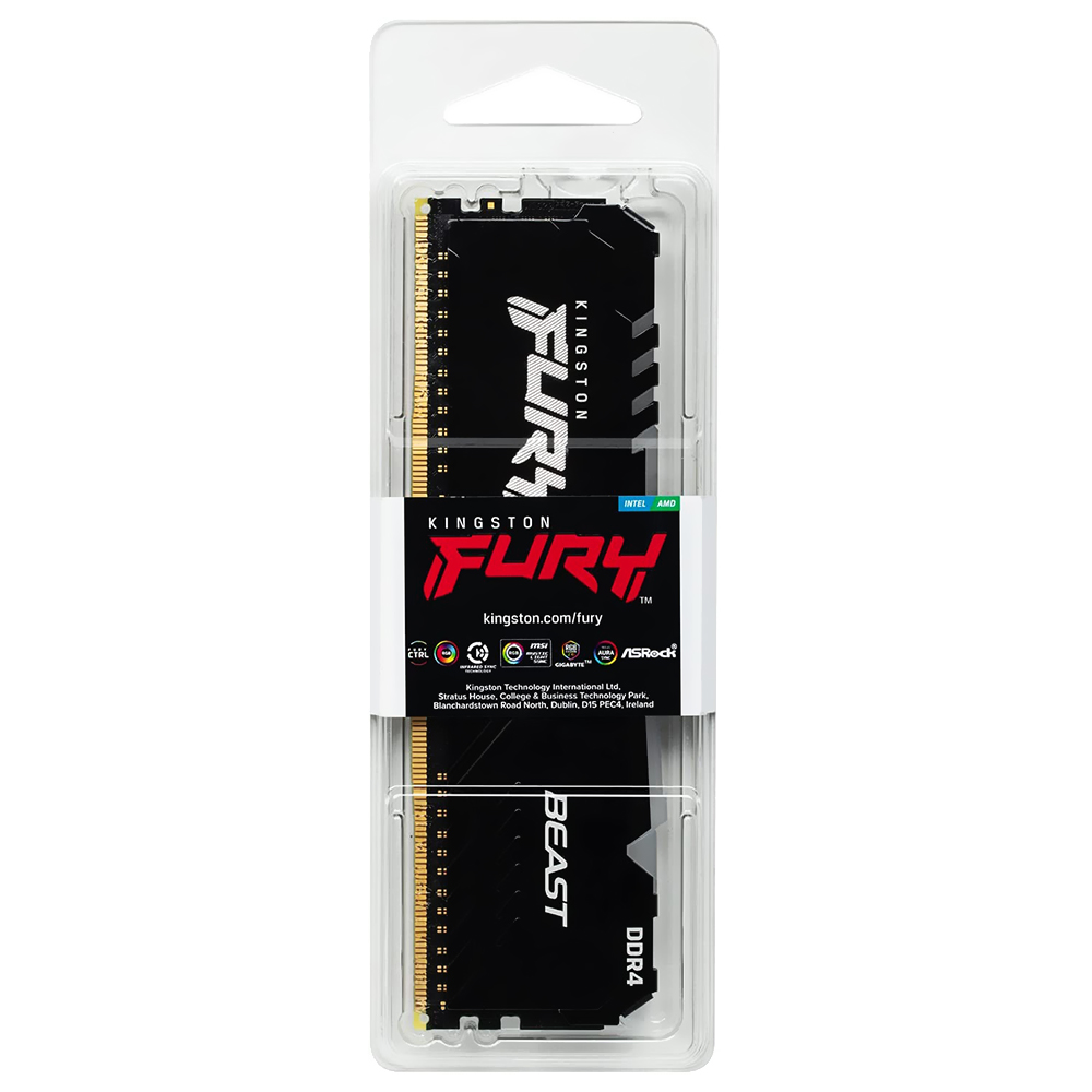 Memória RAM Kingston Fury Beast DDR4 16GB 2666MHz RGB - Preto (KF426C16BBA/16)