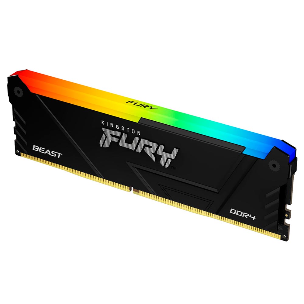 Memória RAM Kingston Fury Beast DDR4 16GB 3200MHz RGB - Preto (KF432C16BB12A/16)