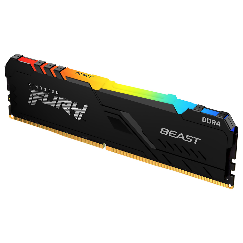 Memória RAM Kingston Fury Beast DDR4 16GB 3600MHz RGB - Preto (KF436C18BBA/16) 