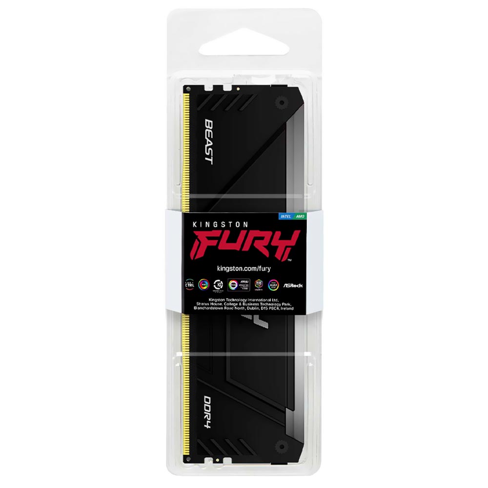 Memória RAM Kingston Fury Beast DDR4 16GB 3733MHz RGB - Preto (KF437C19BB12A/16)