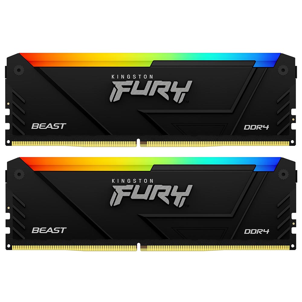 Memória RAM Kingston Fury Beast DDR4 32GB (2x16GB) 2666MHz RGB - Preto (KF426C16BB2AK2/32)