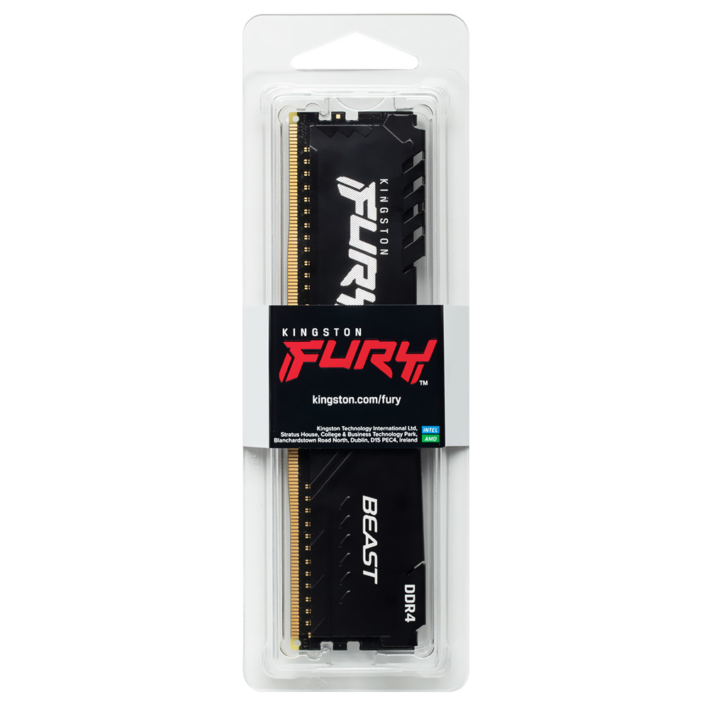 Memória RAM Kingston Fury Beast DDR4 8GB 3200MHz - Preto (KF432C16BB/8) 