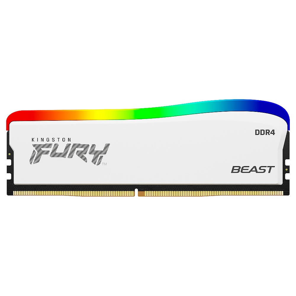 Memória RAM Kingston Fury Beast DDR4 8GB 3200MHz RGB - Branco (KF432C16BWA/8)