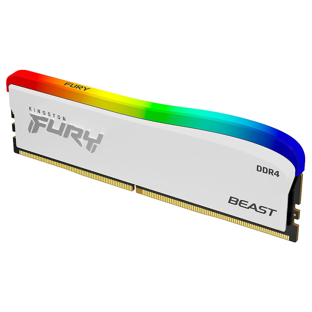 Memória RAM Kingston Fury Beast DDR4 8GB 3200MHz RGB - Branco (KF432C16BWA/8)