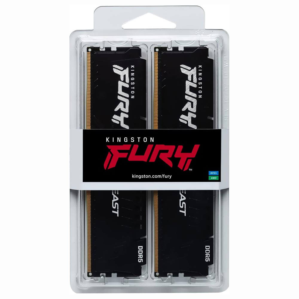 Memória RAM Kingston Fury Beast DDR5 16GB (2x8GB) 5200MHz - Preto (KF552C40BBK2-16)