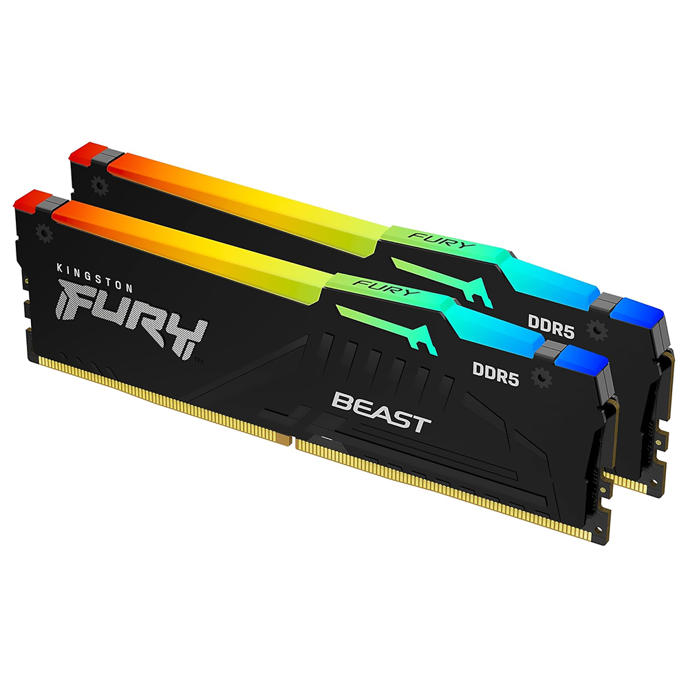 Memória RAM Kingston Fury Beast DDR5 32GB (2x16GB) 5600MHz RGB - Preto (KF556C36BBEAK2-32)