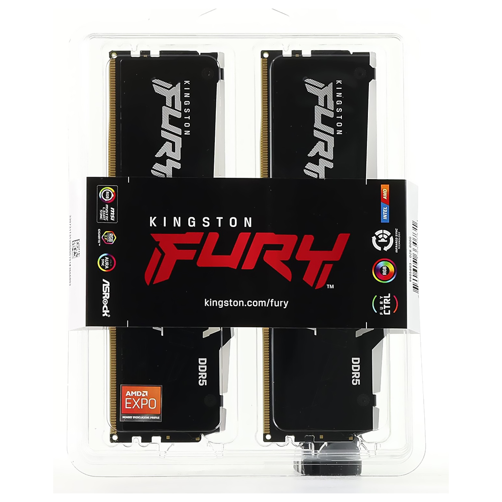 Memória RAM Kingston Fury Beast DDR5 32GB (2x16GB) 5600MHz RGB - Preto (KF556C36BBEAK2-32)